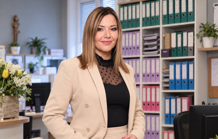 Kucsik Erika az ikszplusz Kft. irodájában